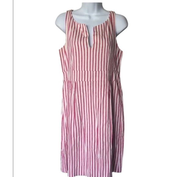 Gretchen Scott Designs Dresses & Skirts - Gretchen Scott Pink White Striped sleeveless dress cotton split v neck S